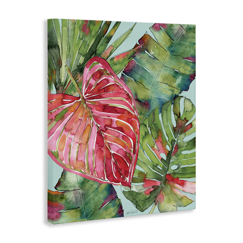 Toile rose et verte Palm Springs, design par Anne Tavoletti, H 30 po x l 24 po