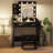 Vanity Table Set with Large Mirror and Cushioned Stool for Bedroom-811543596