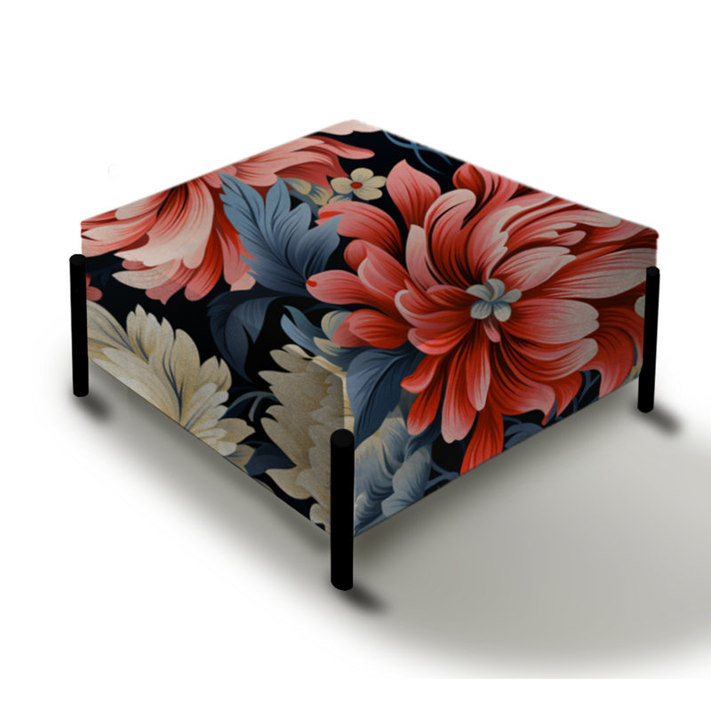 Ethno Damask Harmony pivoines - Grand repose-pieds carré floral