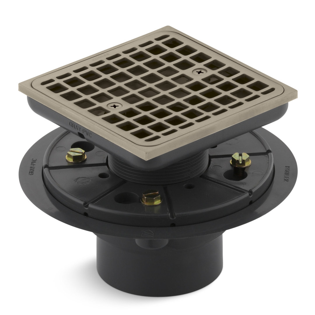 Clearflo Square Design Tile-In Shower Drain with Reversible Collar, 2" and 3" PVC Connection Kohler 