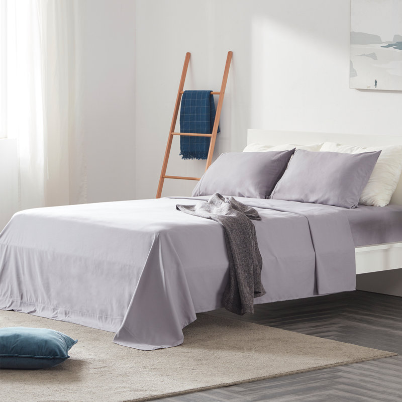 Microfiber Percale Sheet Set, King Sheet Set + Fitted Sheet + 2 Pillowcases, Gull Gray