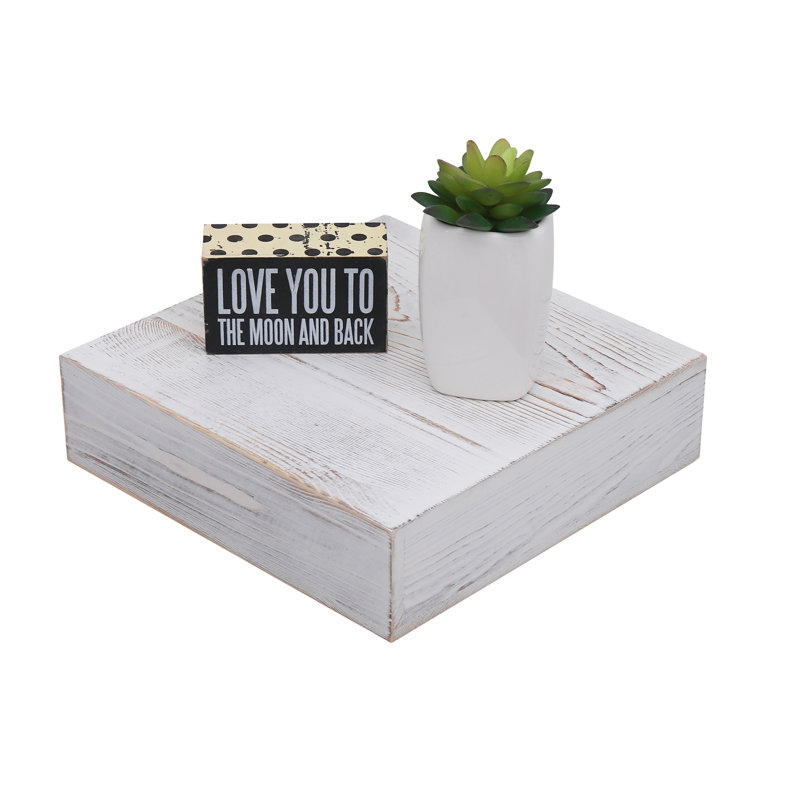 Evslin 2 Piece Square Pine Floating Shelf