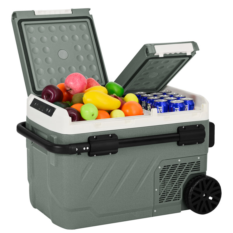 42 Qt. Dual Zone Electric Cooler with Handle and Wheels
