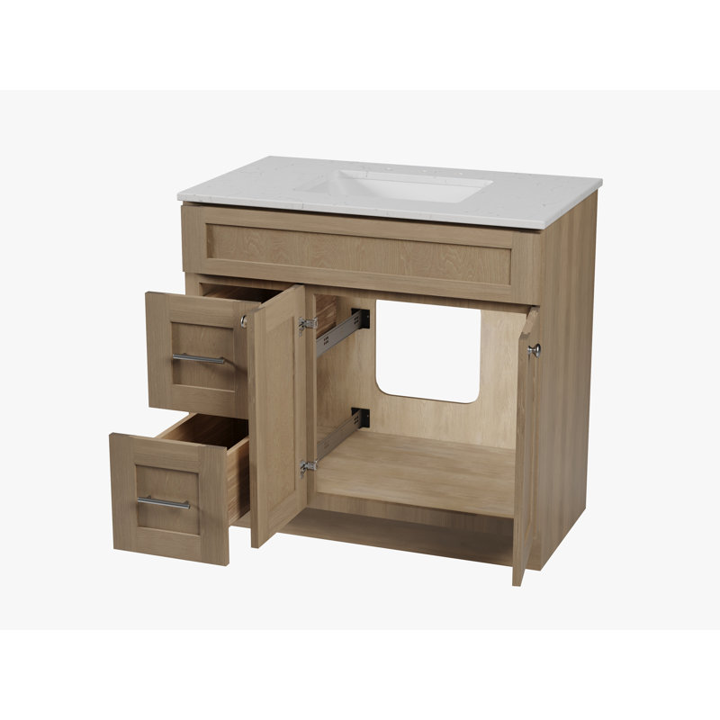 Chrisna 37" Single Bathroom Vanity Set, Natural Oak