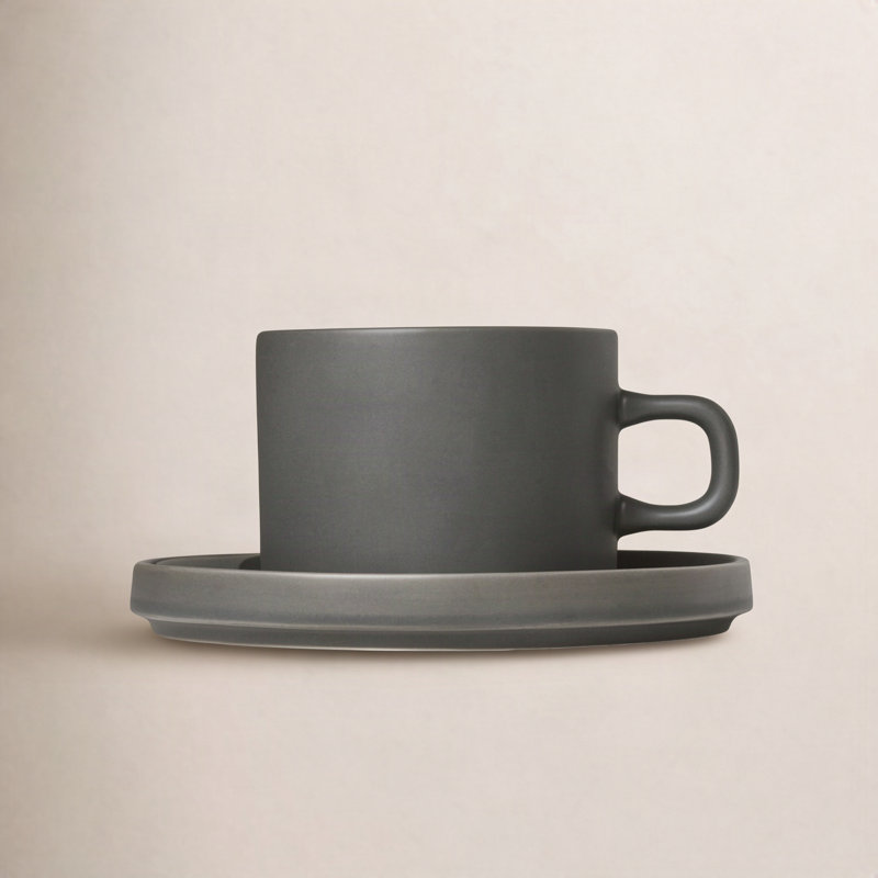 Pilar Coffee Mug & Saucer, Agave Green