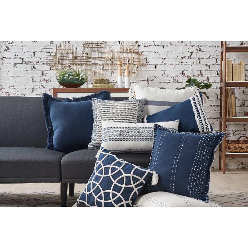 Lily Geometric Throw Pillow, Navy