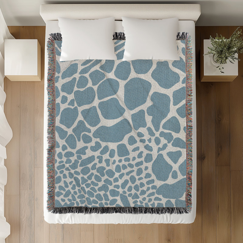 Jeté en mélange de coton à imprimé animal Zuma, L 80 po x l 60 po, Bleu clair