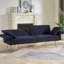 , Bleu foncé,, Accoudoir réglable,, Deux coussins moelleux, Salon moderne, 3 places, Tissu, Lit gigogne, Poche latérale pliable, Bureau
