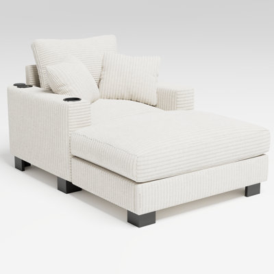 Breezia Premium Comfort Indoor Chaise Lounge with USB Port and Cup Holder