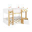 Lit superposé avec bureau, armoire de rangement et ports USB, lit superposé peu encombrant avec échelle et garde-corps