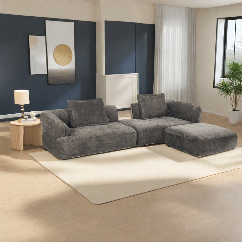 Canapé modulaire moderne en forme de L, revêtement en mousse, siège profond pour le salon