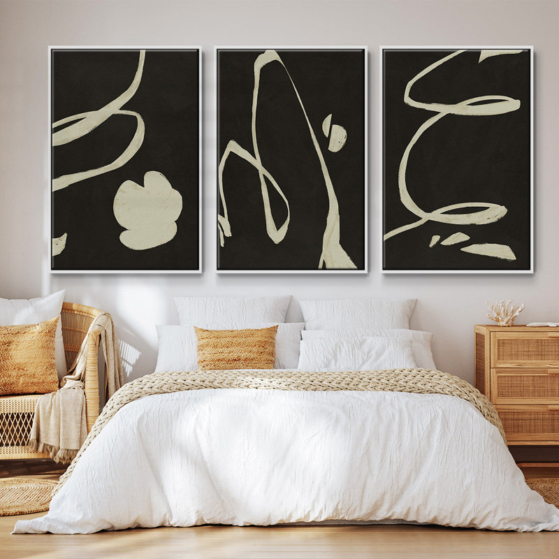 «Neutral Spring I», ensemble de 3 reproductions encadrées sur toile, H 40 po x l 78 po, Blanc
