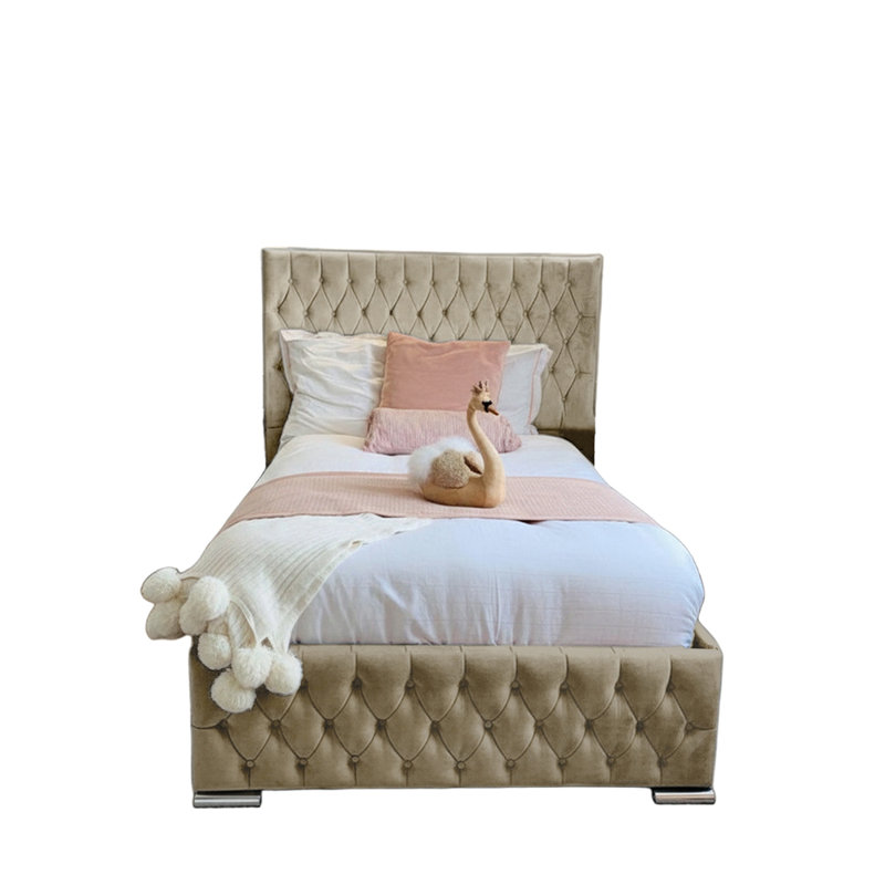 Tharpe Upholstered Bed Frame   , Single (3'), Coffee