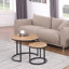 Table gigogne ronde de 24 po, table basse d'appoint, finition en bois de faux béton gris, peu encombrante, style industriel moderne-1880663020