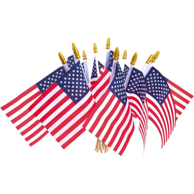 12 Pcs  American Flags On Stick,Patriotic Decorations Small USA Flags On Stick,Mini American Flag, Fourth Of July Flags For Outside Patriotic Holiday Yard Patio,Labor Day Decorations
