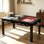 Table de jeu en bois avec lumière à DEL pour 4 à 6 personnes, table de jeu avec tapis de jeu, 6 porte-gobelets et plateaux de loisirs, table de salle à manger avec plateau amovible