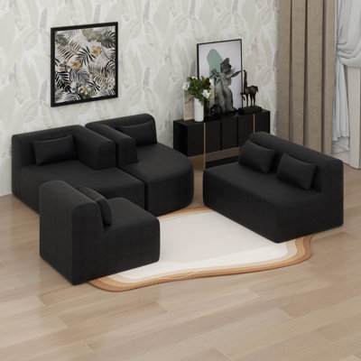 Sectional Sofa Couch With 2 Chaise Lounge & 5 Back Pillows