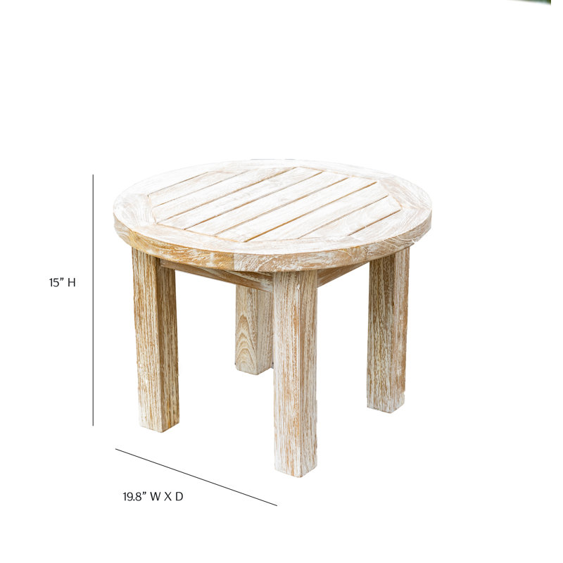 Table d'appoint en teck Galvan, Blanc