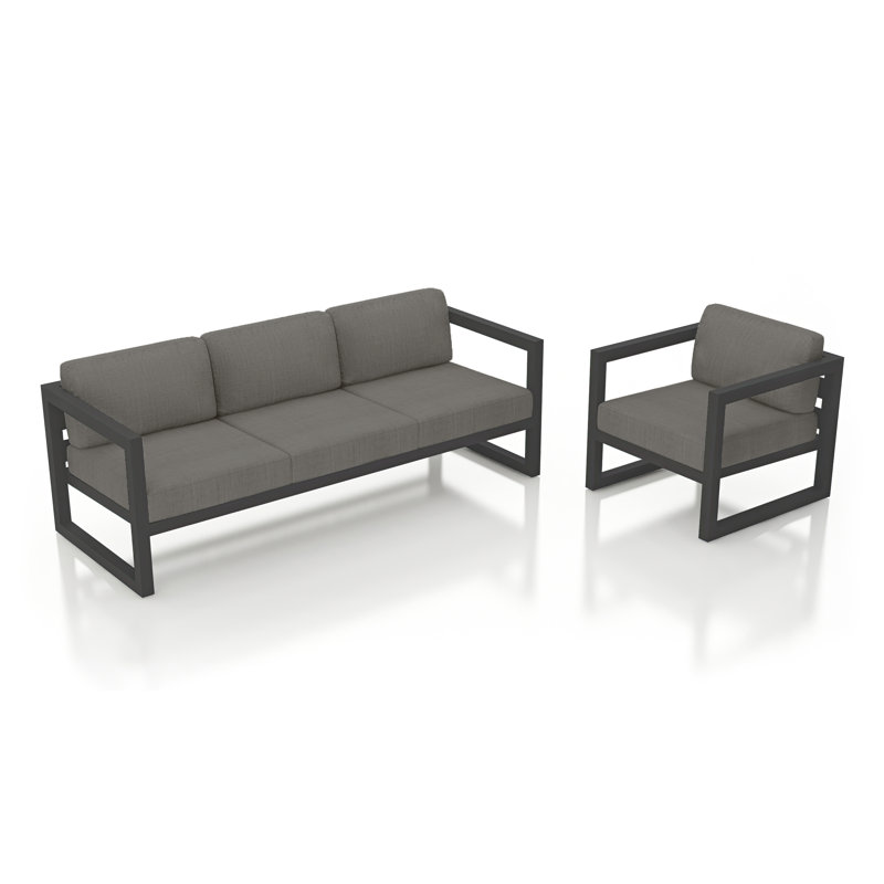 Avion 2 Piece Sofa Set, Canvas Charcoal Sunbrella® Canvas, Slate