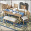 Ensemble de salle à manger rustique en bois avec table, chaises et banc pour des réunions de famille et des repas confortables, durables et élégants