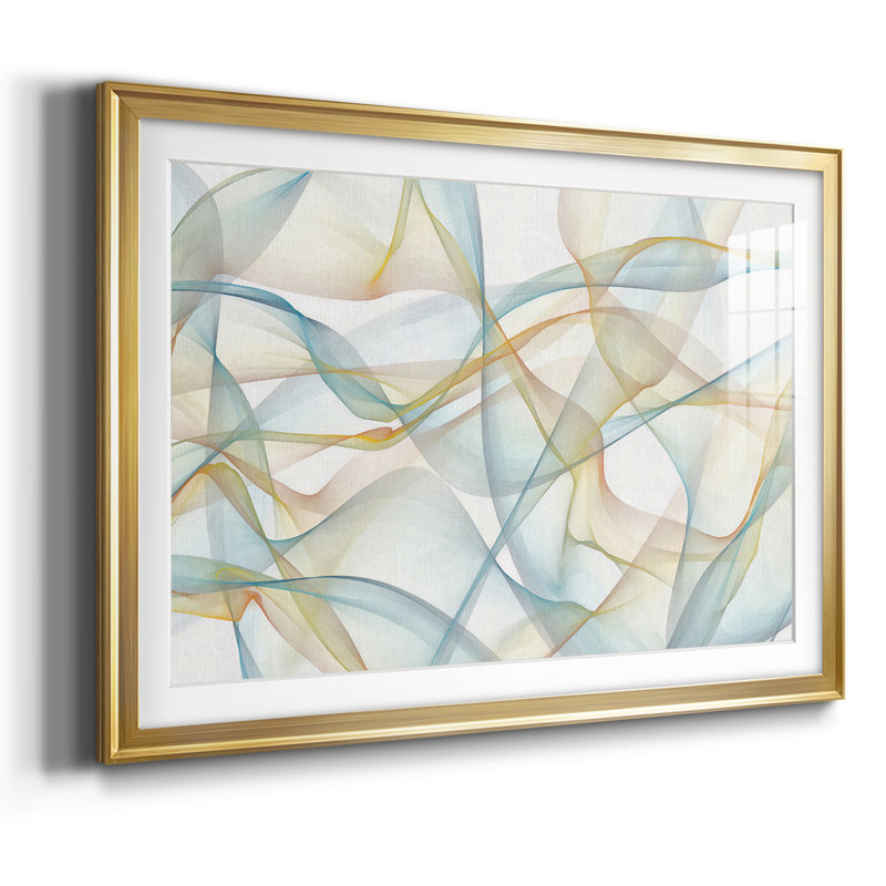 "Curves and Waves", cadre VI avec cadre biseauté et verre biseauté, Or, H 15 po x l 21 po x P 1,5 po