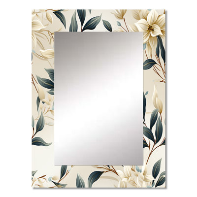 Corriganville Whispering Vines - Plants Mirror, Boho Decorative Wall Mirror, Printed Metal Art