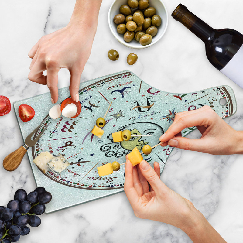 Astrology Multicolor Tempered Glass Rectangular Cutting Board