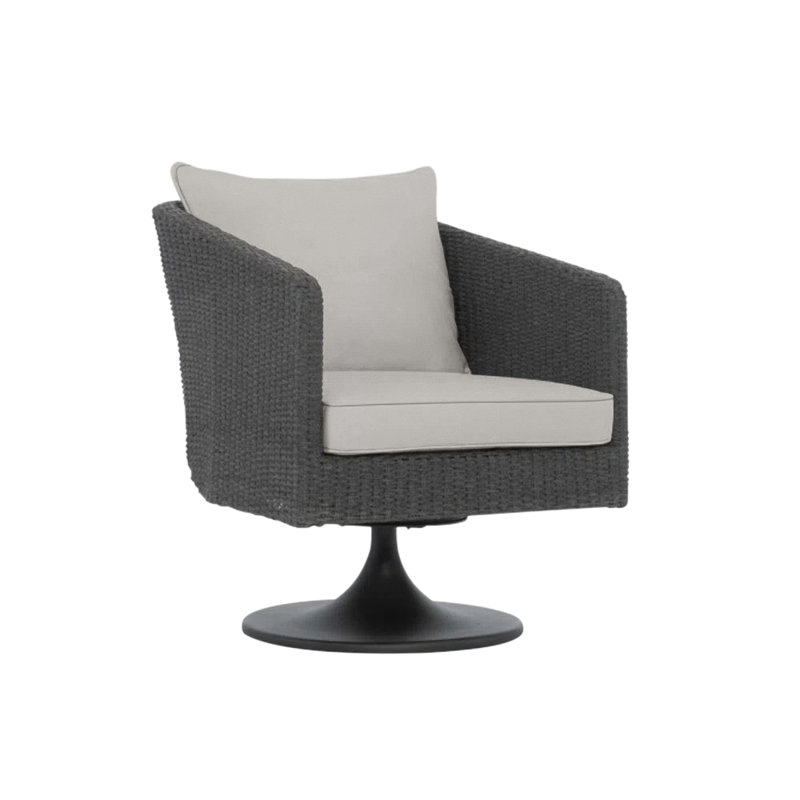 Newport Swivel Patio Chair with Cushions, Light Grey Vinyl 6503-010