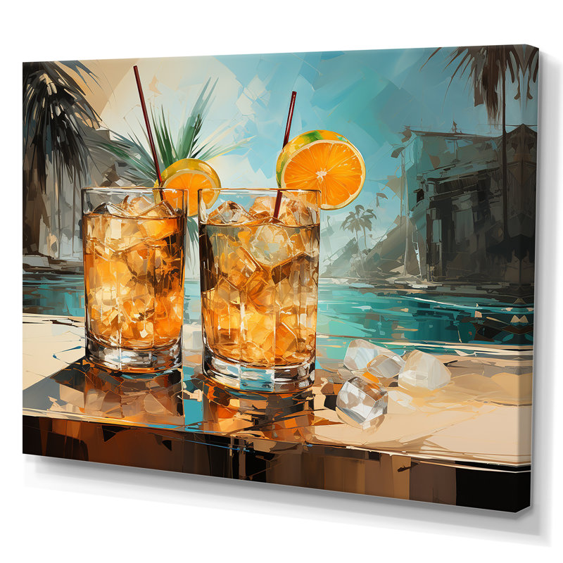 Pina Paradise, tan tropical, cocktail III - Art mural cocktails, H 20 po x l 12 po x P 1 po
