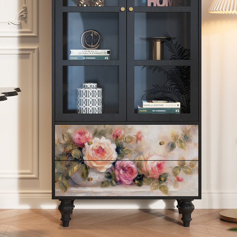 Vitrine en bois massif Floral