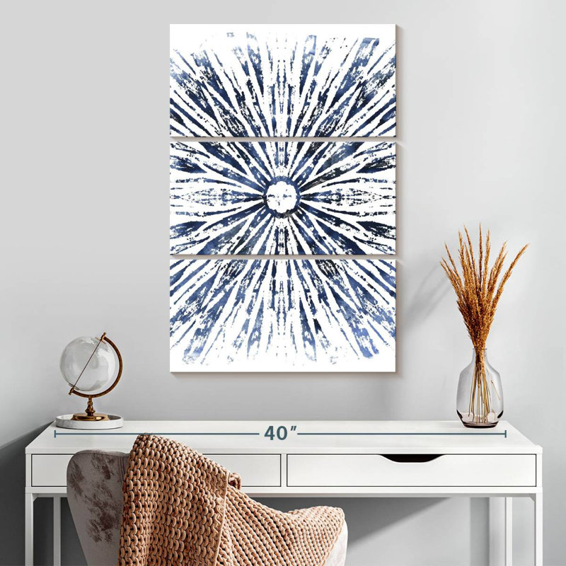 Motif à encre indigo Avery I, H 32 po x l 20 po
