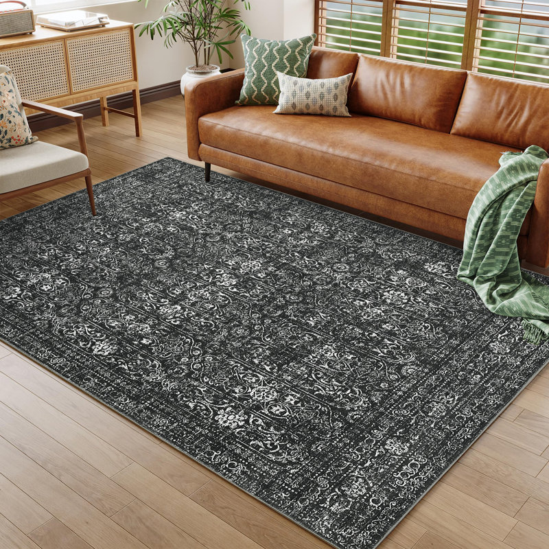 Tapis rétro antidérapant lavable à la machine Vintage, Rectangle 5 pi x 7 pi