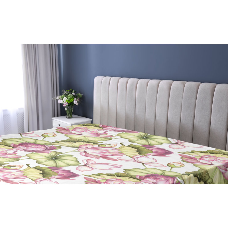 Drap-housse à motif floral Ambesonne, Drap-housse de taille simple, Rose, vert olive / floral
