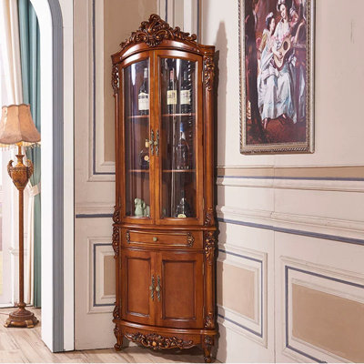 Vitrines en bois brun massif