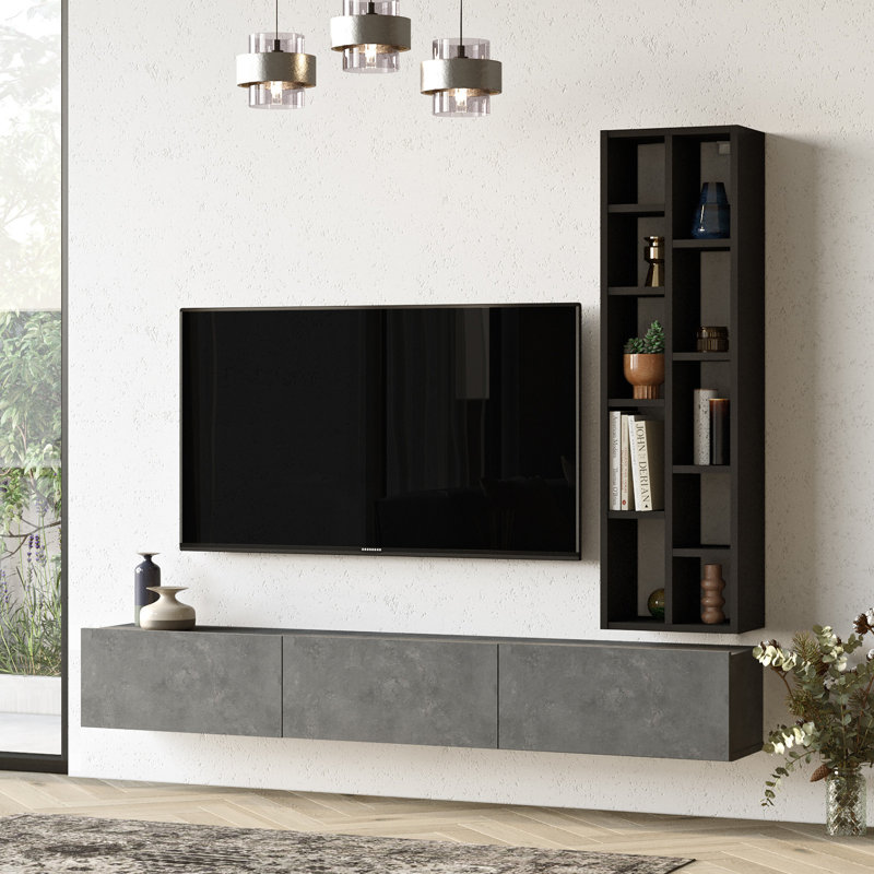 Derrel TV Stand for TVs up to 50", Silver Black