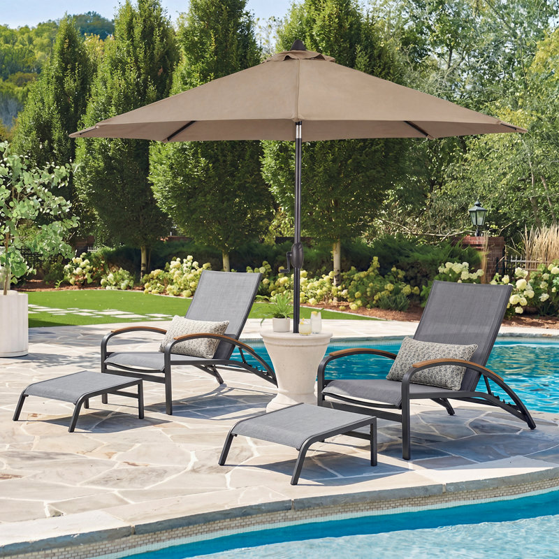 Chaise longue d'extérieur en tissu Phifertex