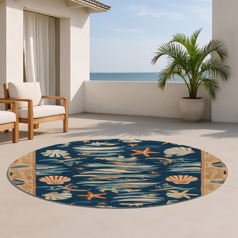 Tapis turc intérieur et extérieur gris, Rond 5 pi