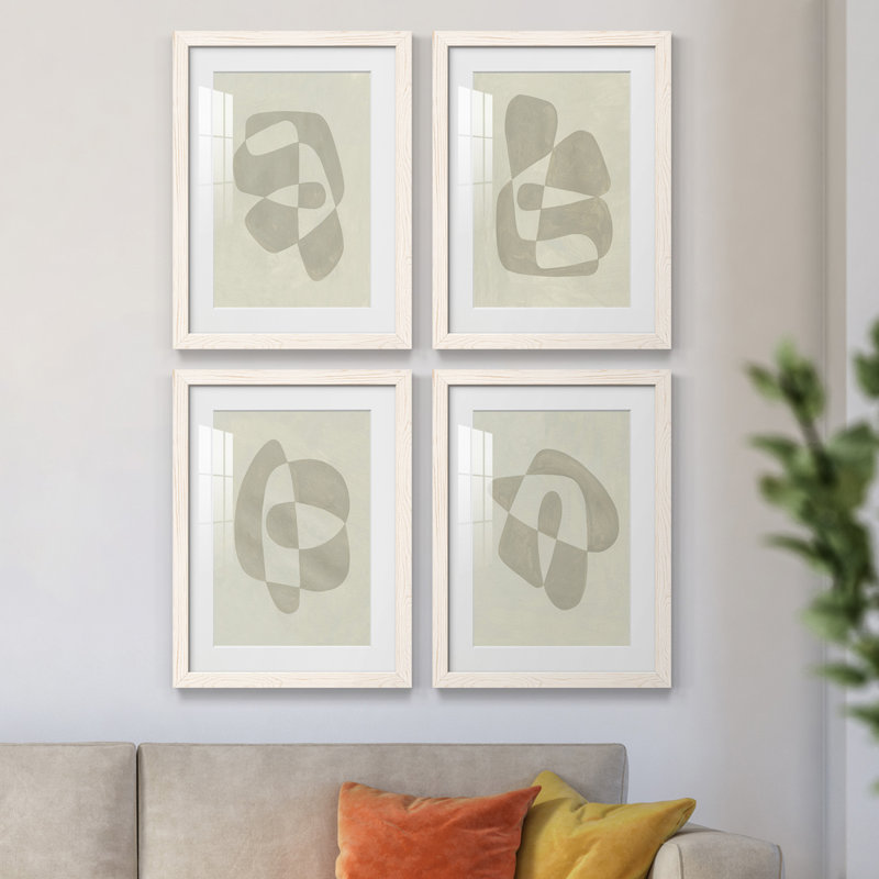«Soft Shape I», ensemble de 4 reproductions de cadres photo, H 20 po x l 68 po x P 1,5 po, Blanc