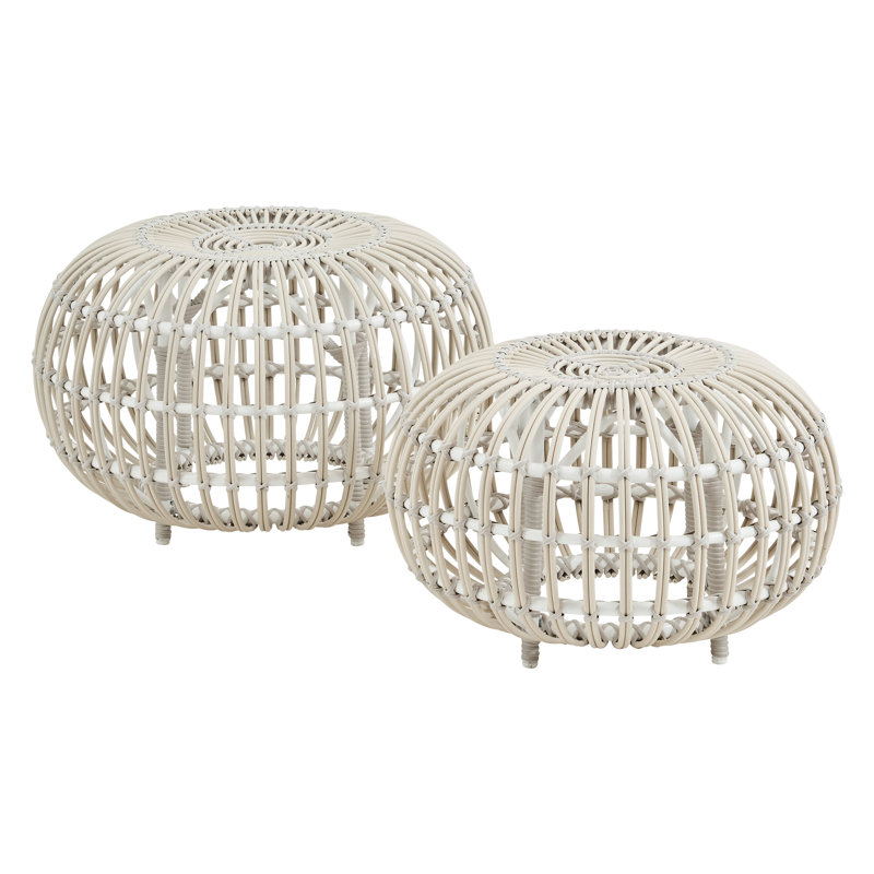 Petit repose-pieds en rotin Franco Albini, Blanc colombe