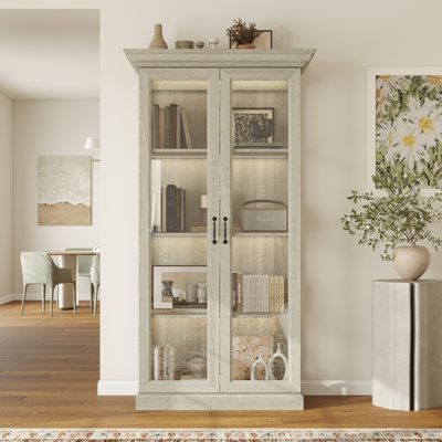 Rustic Dispaly Cabinet With Warm Light