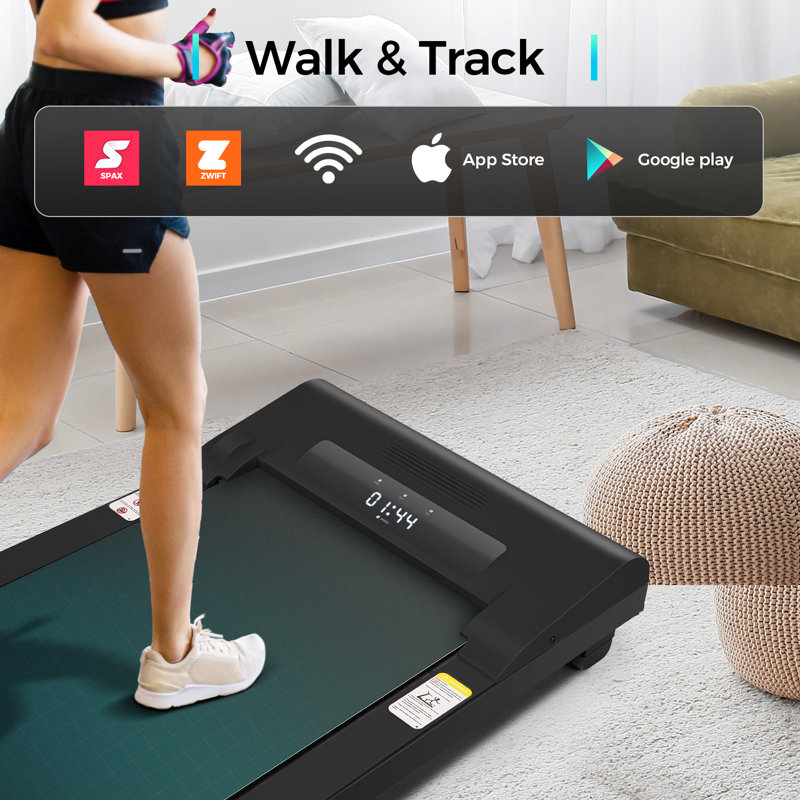 Tapis de marche 2,5 hp pour la maison, tapis de course compact sous la table pour appareil de remise en forme pour bureau à domicile, silencieux et puissant, noir