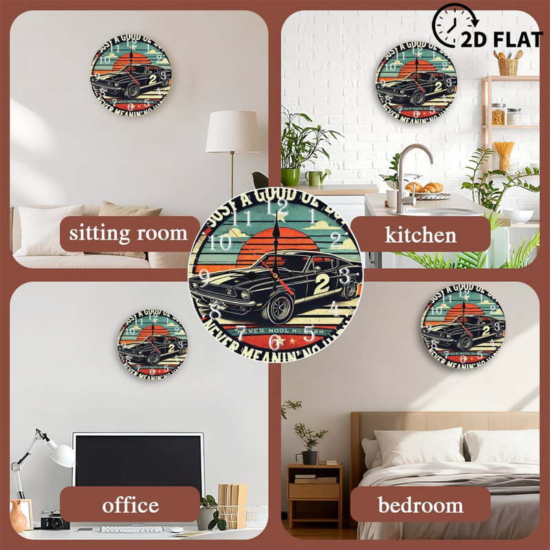 Horloge murale en bois 10 po, mouvement silencieux, à piles (piles AA non incluses), décor artistique, parfait pour les décorations