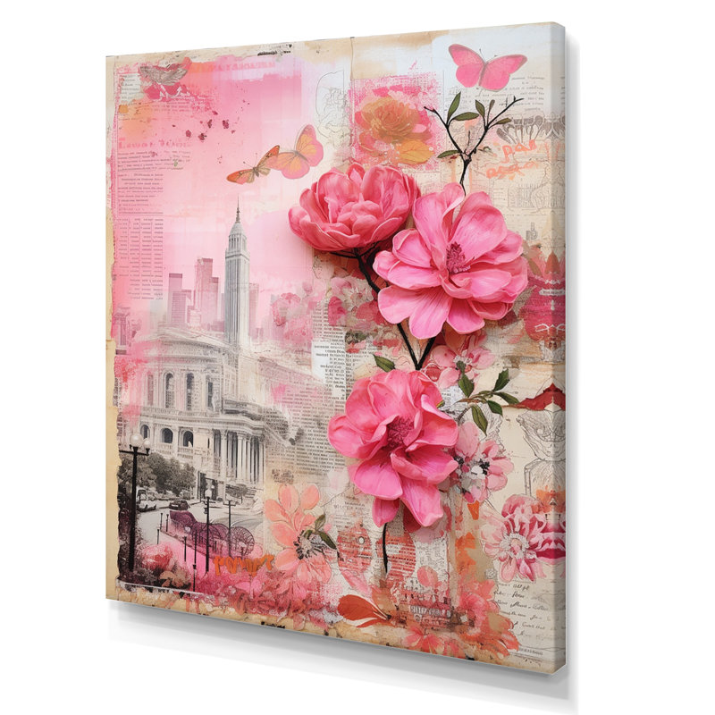 Golden Gate San Francisco, collage rétro rose I, impression sur toile, H 20 po x l 12 po x P 1 po, Toile tendue