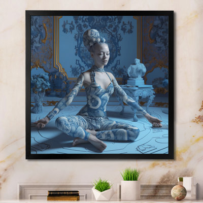 «Spiritual Elegance Blue Yoga Goddess I», reproduction sur toile