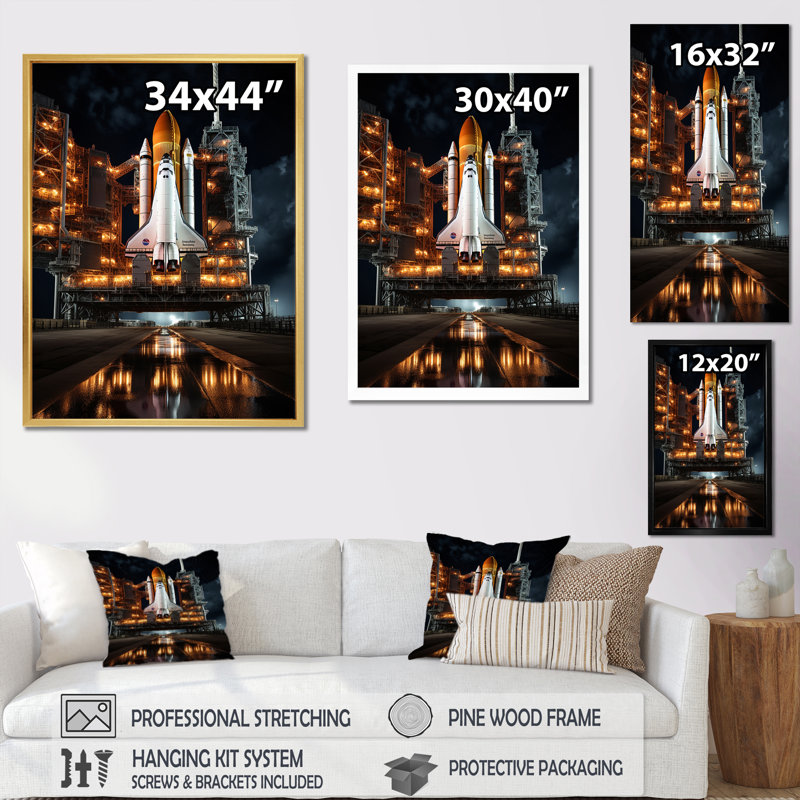 «Bamel Space Shuttle Legacy Of Exploration II», reproduction sur toile, H 40 po x l 30 po x P 1,5 po, Cadre flottant doré