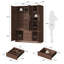 Armoire-penderie moderne 3 portes de 180 cm (71 po) avec double tringle, tiroir à bijoux, 3 tiroirs de rangement, étagère réglable et charnières à fermeture douce, fini noyer.