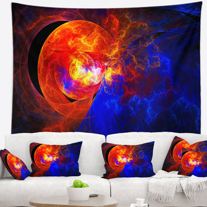 Lever du soleil sur une tapisserie de la planète lointaine Abstract, H 78 po x l 92 po