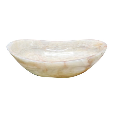 Lavabo de salle de bain onyx en marbre fait à la main, 19 po, vasque ovale, onyx perle