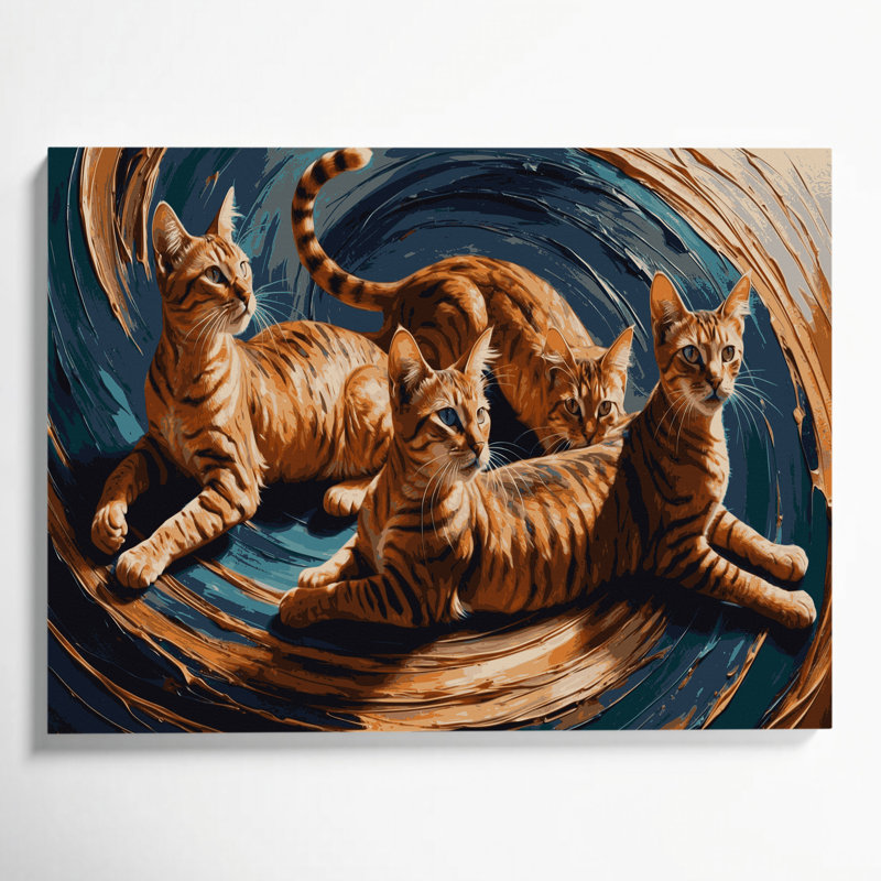 «Cats Abyssinian Mauve», art mural sur toile, H 11 po x l 14 po