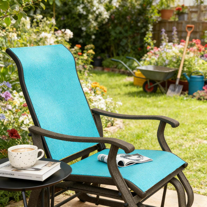 Garden Glider Swing Chair,Outdoor Glider Chair, Blue